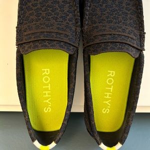 NEW! ROTHYS The Driver in Chocolate Spot fabric loafers